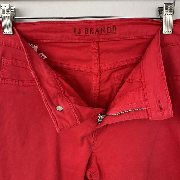 J BRAND Skinny Leg Brt Red Bright Low Rise Jeans Size 28 Denim USA - Picture 4 of 11